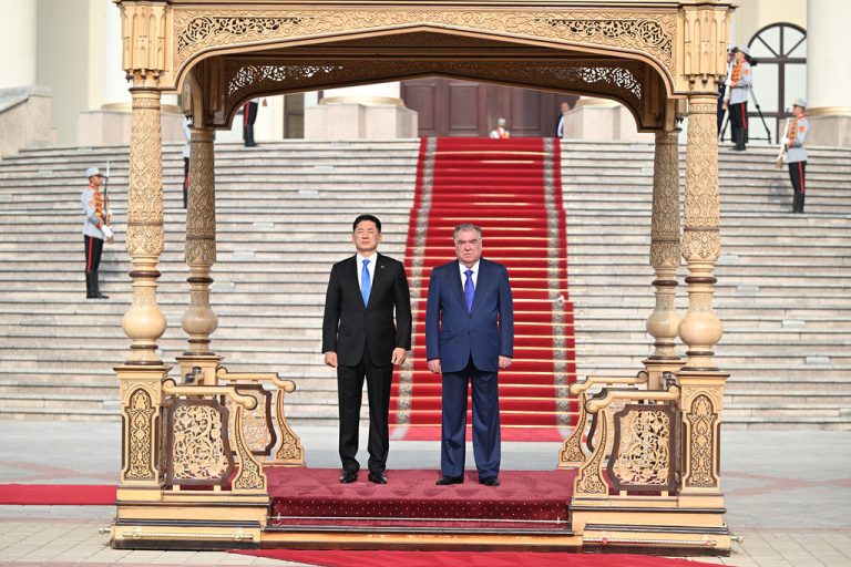 Commencement of the state visit of the President of Mongolia to Tajikistan and the welcoming ceremony at the Palace of the Nation